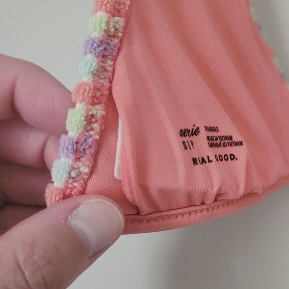 Aerie Multicolor Terry Triangle Cheeky Bikini Size Small & Medium - Picture 10 of 12